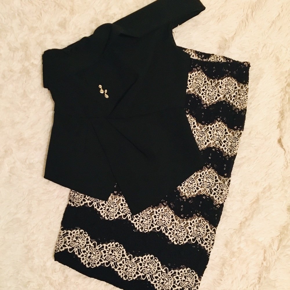 Black and Cream Lace Skirt